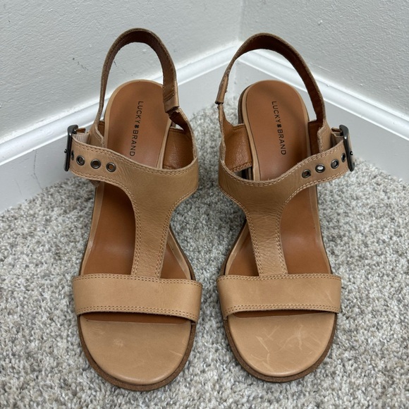 New Lucky Brand Women's Vidany 4” High Heel Sandal Heeled, size 11 Tan Brown - Picture 4 of 8